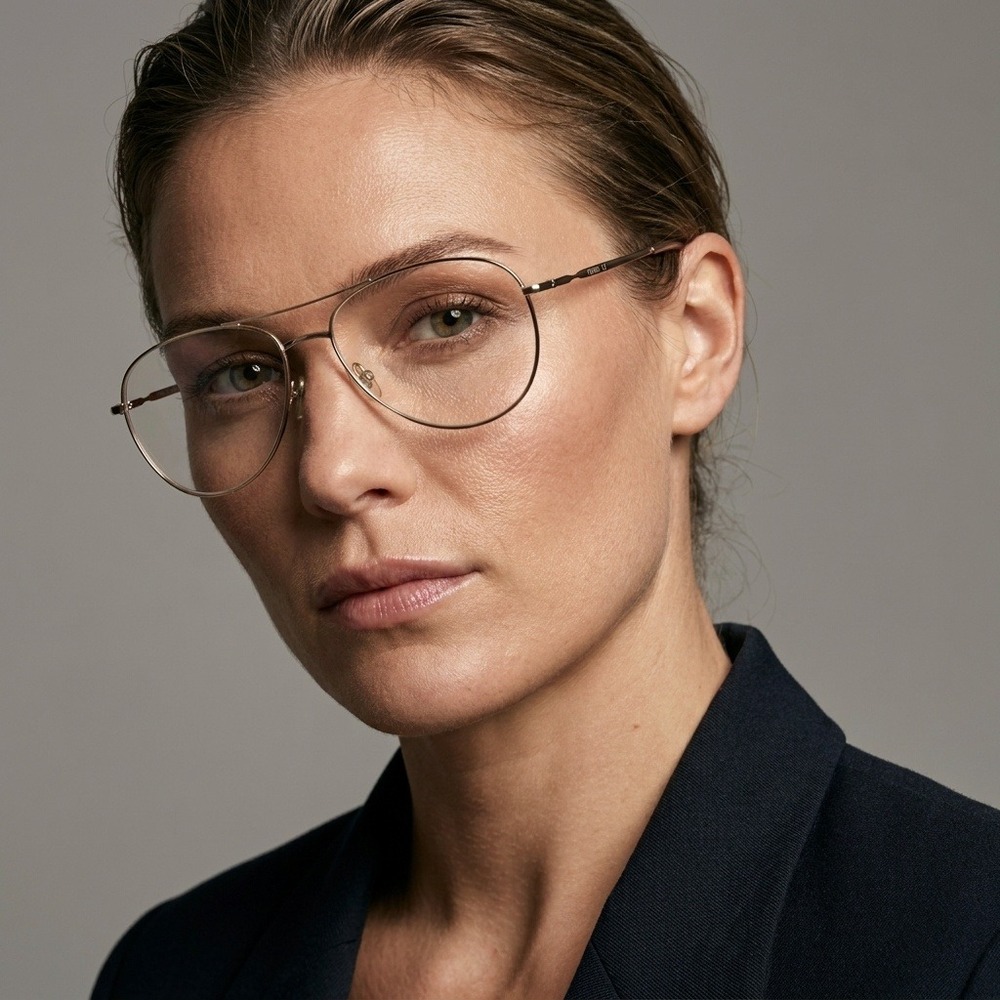 Fossil FOS 7045 Rose Gold Aviator Eyeglasses Frames 55 16 145 Female Retro Metal
